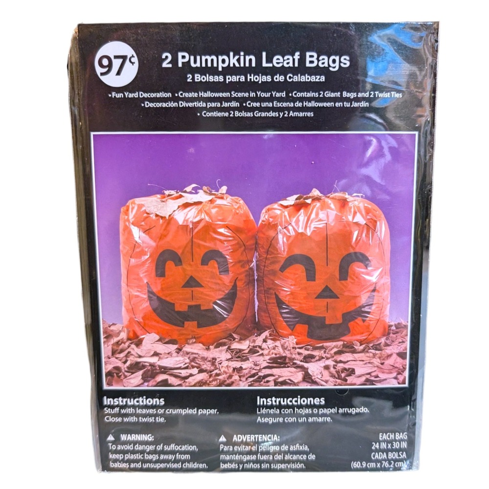 Halloween Pumpkin Leaf Collection Bags Smiley VTG 80s 90s Outdoor‎ Decor